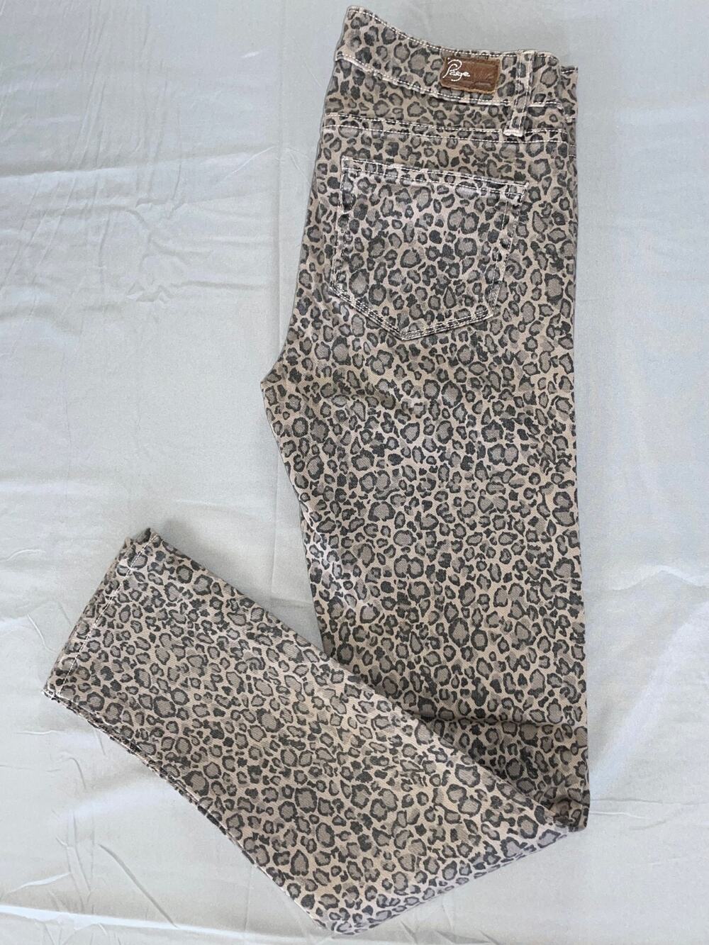 Paige 'Peg Skinny' Lightweight Stretch Jeans. Leopard Print, Women's 25. GUC!